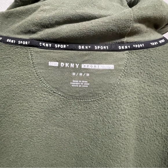 DKNY Half Zip Army Green Hooded Sweater Medium - Picture 7 of 8